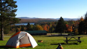 Camping with a mountain view