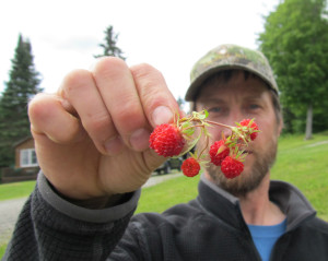 Chaz has insider knowledge of where to find berries on the property.